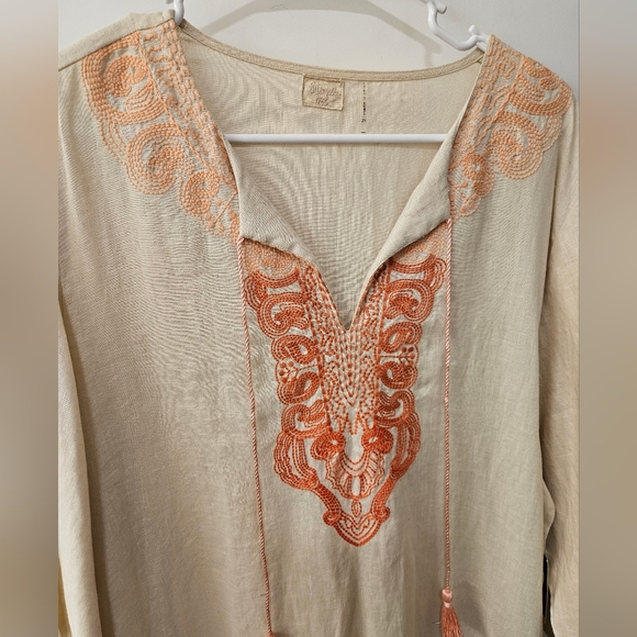 NWT - Symple Linen Oatmeal Color India Influence Tunic Top - Size 2X - Picture 7 of 8